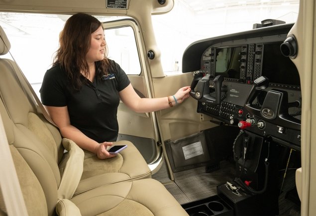 inside of plane with control panel