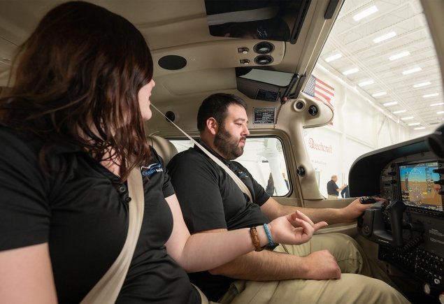 two instructors operating a plane