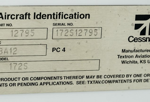 Cessna issued ID for an aircraft